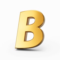 Sticker - 3d rendering of a golden capital letter B isolated on a white background