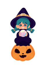 Poster - halloween witch and pumpkin