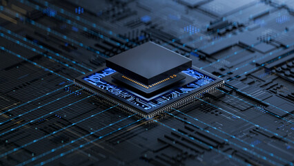 Wall Mural - Central Computer Processors CPU concept. 3d rendering,conceptual image.3d background