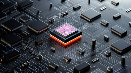 Central Computer Processors CPU concept. 3d rendering,conceptual image.3d background