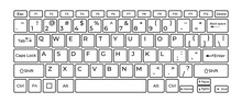 Computer Keyboard Button Layout Template With Letters For Graphic Use. Transparent Background. Illustration