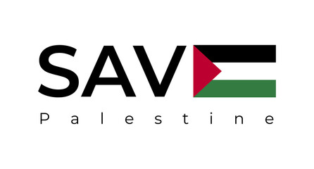 Save Gaza, save Palestine. Save Palestine lettering background. Save Palestine concept. Transparent background. Illustration
