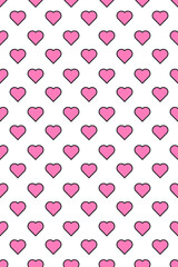 Poster - Pattern seamless heart abstract background. Repeated hearts. Cute seamless pattern. Endless romantic print. Transparent background. Illustration