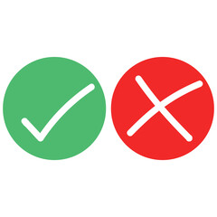 Wall Mural - thin line check mark icons. green tick and red cross checkmarks flat