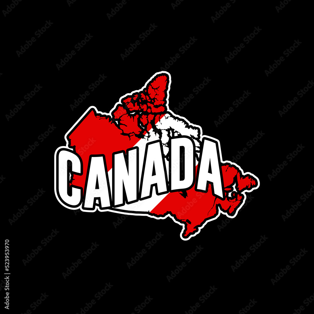 Canada vector map silhouette illustration isolated on black background ...