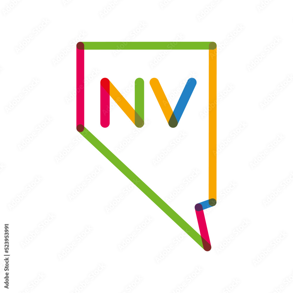 Modern abstract logo design for Nevada map, USA digital technology