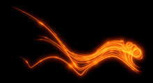 Abstract Background. Beautiful Orange Lines. Magic Sparks. Neon Swirls. Glow Effect. High Tech. Sci Fi Technology Art.