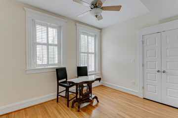 Wall Mural - interior office space plantation shutters empty room hardwood floors