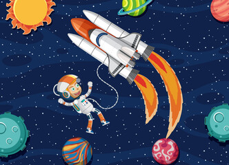 Wall Mural - astronaut in the galaxy background