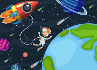 Wall Mural - astronaut in the galaxy background