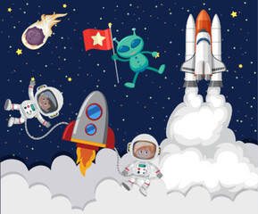 Wall Mural - cartoon space background template