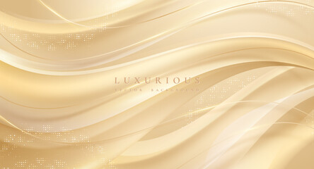 Poster - Luxury light brown abstract background combine with golden lines element.