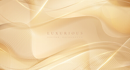 Wall Mural - Luxury light brown abstract background combine with golden lines element.