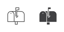 Mail Box Icon, Line And Glyph Version