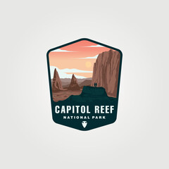 Sticker - capitol reef logo vintage vector symbol illustration design