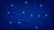 © piggu - Hi-tech digital circuit board. AI pad and electrical lines connected on blue lighting background. futuristic technology design element concept