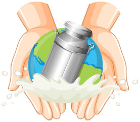 Sticker - Milk container on hands symbol