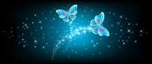 Flying Butterflies With Sparkle And Blazing Trail