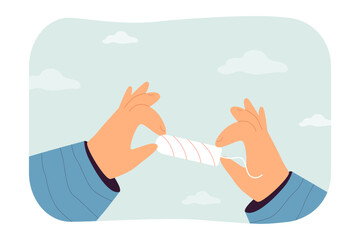 Aufkleber - hands holding tampon for women during menstrual cycle. person with product for menses or period flat