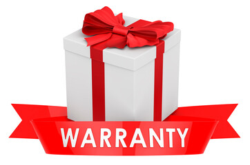 Poster - gift box warranty, concept. 3d rendering