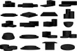 © kromkrathog - Set of black podium geometric platform. Product display presentation mock up design