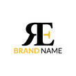 Simple modern flat logo template design of luxury letter R and E