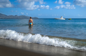 Wall Mural - woman bathing at beach