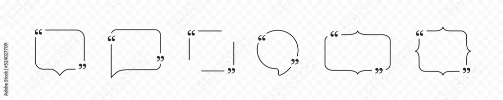 Comments Border Quote box frames set isolated on transparent background. Vector bubble ...