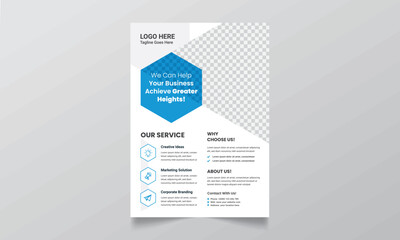 Wall Mural - Modern blue and green design template for poster flyer brochure cover leaflet. design layout with triangle graphic elements and space for Vector background.