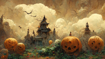 Dramatic Haloween landscape