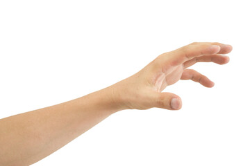 Man hand gesture isolated on transparent background - PNG format.