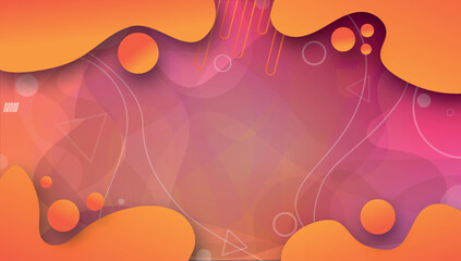 Fototapete - Abstract lines and waves orange and pink background with fluid and some geometric shapes concepts. Backgrounds and wallpapers concepts.