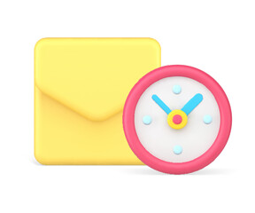 Poster - Express mail delivery electronic mail yellow letter envelope watch clock countdown 3d icon vector