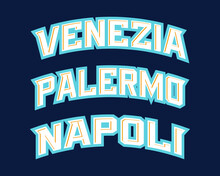 T-shirt Stamp Logo, Italy Sport Wear Lettering Venezia, Palermo, Napoli Tee Print, Athletic Apparel Design Shirt Graphic Print