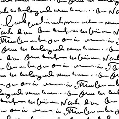 Aufkleber - Handwritten abstract text seamless pattern, vector monochrome script background, hand drawn illustration