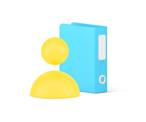 Poster - Office employee work document folder archive backup information management directory 3d icon vector