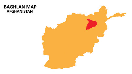 Poster - Baghlan State and regions map highlighted on Afghanistan map.