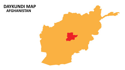 Canvas Print - Daykundi State and regions map highlighted on Afghanistan map.