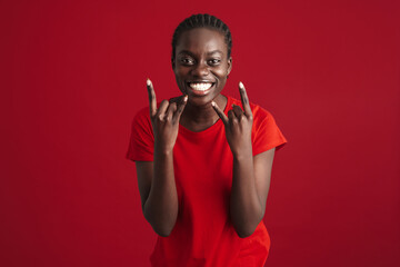 Young beautiful happy smiling african woman with braided hair