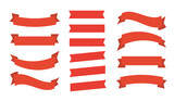 Fototapeta  - Curved red banner ribbon vector. Ribbon Banners simple flat design