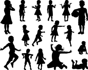 Sticker - Children Kids Silhouette Set