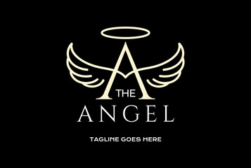 Golden Initial Letter A with Wings for Angel Logo Design Vector