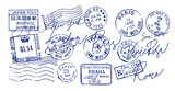 Fototapeta Londyn - Passport Stamps travel city. Visa concept .Mail, post office.