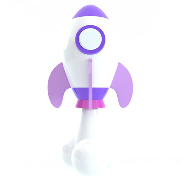 3d Space rocket icon, for UI, poster, banner, social media post. 3D rendering