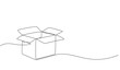 Continuous one line drawing of a cardboard box. Online shopping concept, fast delivery, carton box, shipping and packaging. Transport, cardboard box in doodle style. vector illustration