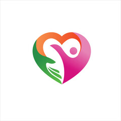 Sticker - Colorful heart and hand logo design