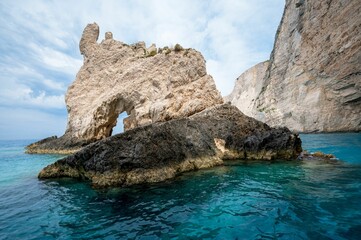 Canvas Print - Closeup shot of keri caves in the sea in Zakynthos, Greece