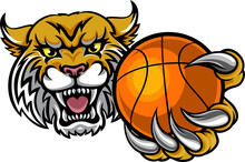 Wildcat Holding Basketball Ball Mascot