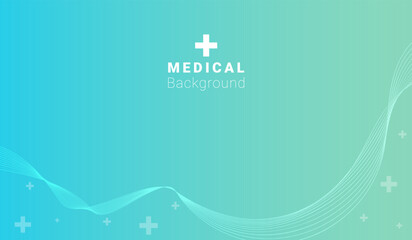 medical background inscription and medical cross on an abstract background with waves and crosses