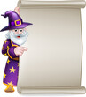 Cartoon Wizard Halloween Scroll Sign